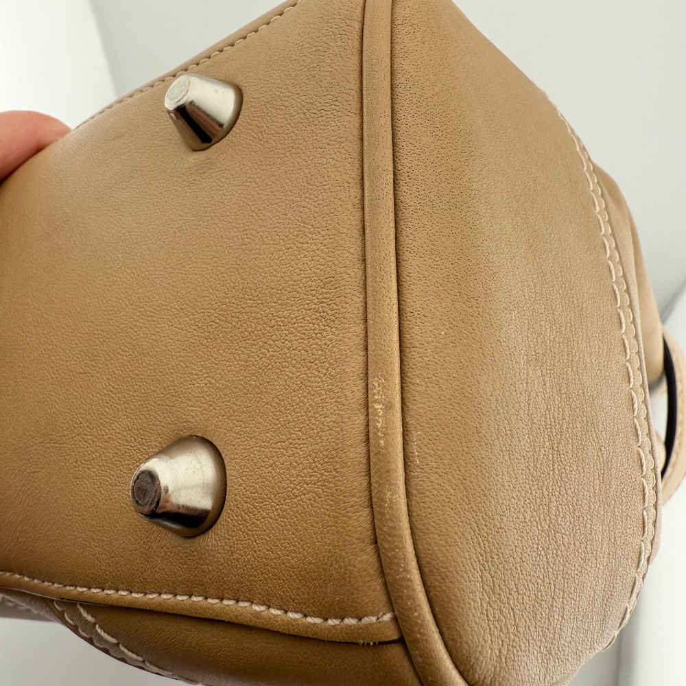 Coach Hampton Leather Satchel Handbag Purse Tan Camel F11199 - Picture 12 of 16